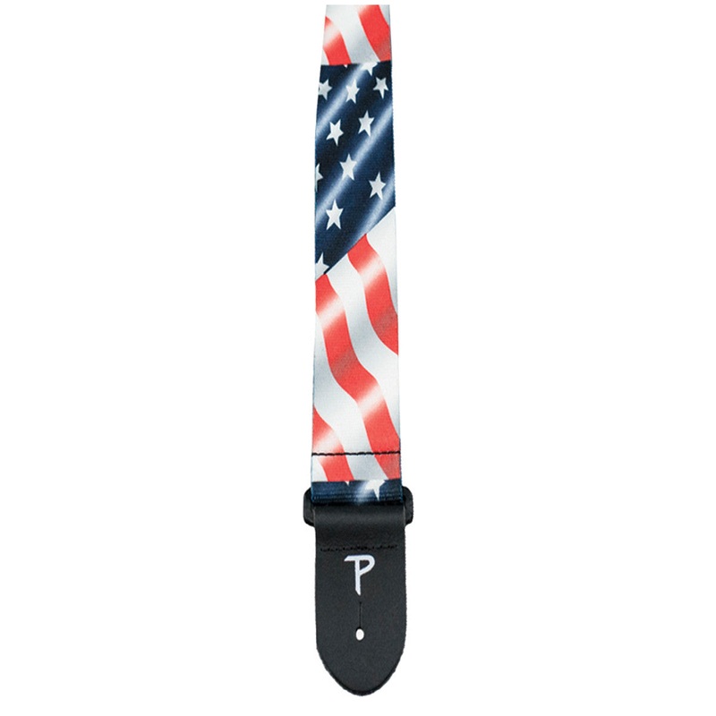 Perri’s Leathers 2 in. USA Waving Flag Design on Polyester Guitar Strap