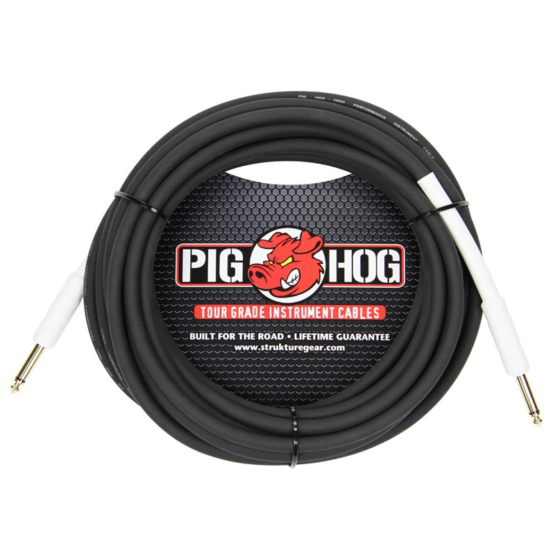 Pig Hog PH25 1/4 in. Straight, Straight 8mm Instrument Cable – 25 ft.