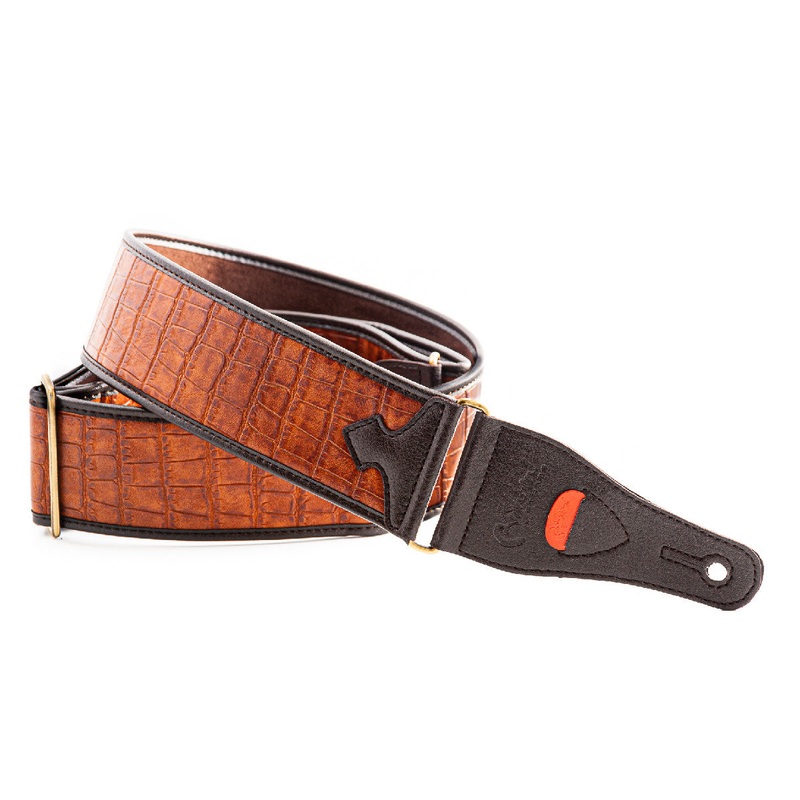 RightOn! Straps Alligator Guitar Strap – Light Brown