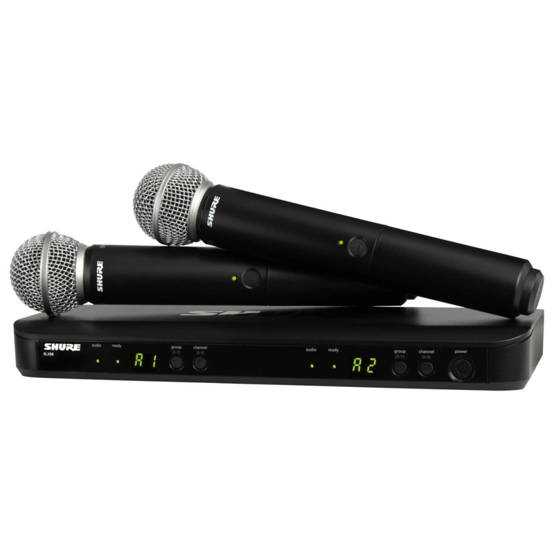 Shure BLX288/SM58 Wireless Dual Vocal System with Two SM58 – H11 Freq Band