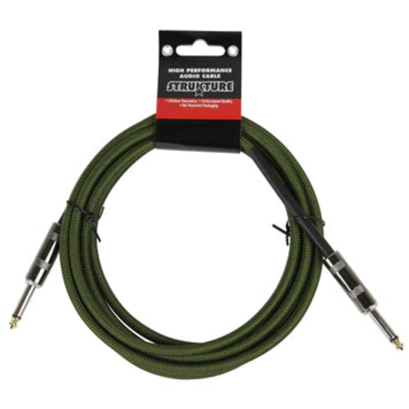 Strukture SC10MG Straight to Straight Instrument Cable – Woven Military Green – 10 ft.