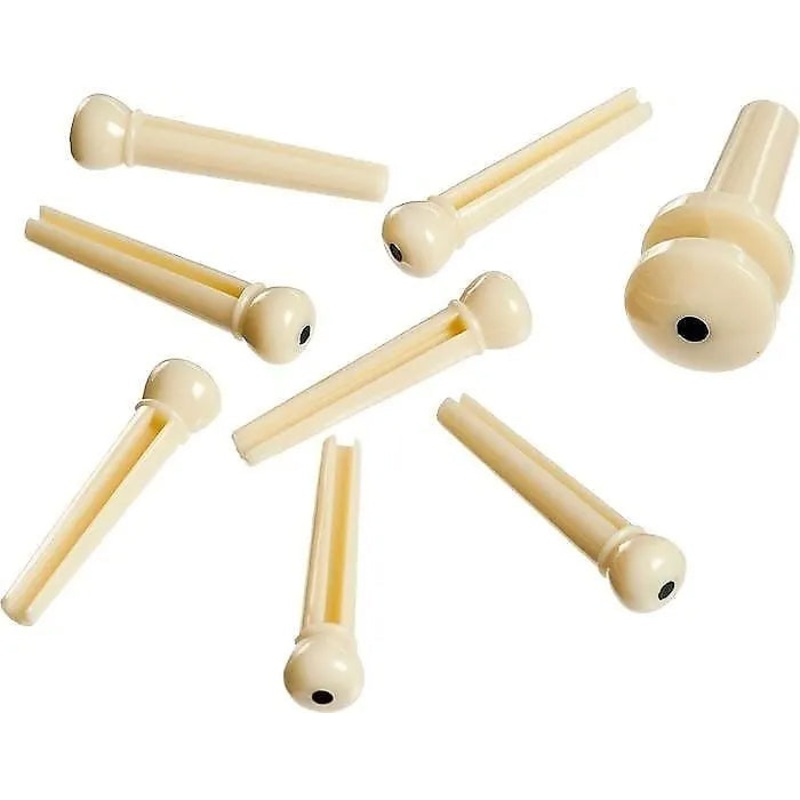 D’Addario PWPS12 Molded Bridge Pins with End Pin Set of 7 Ivory with Black Dot