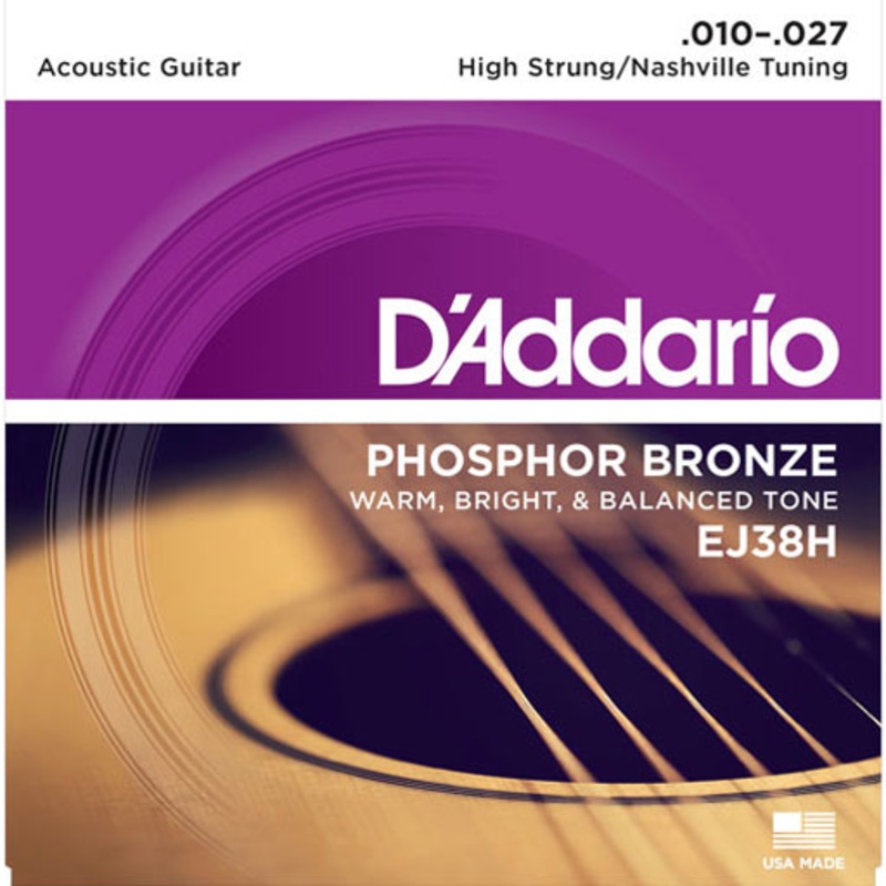 DAddario EJ38H Phosphor Bronze Acoustic Strings – High Strung Nashville Tuning 10-27