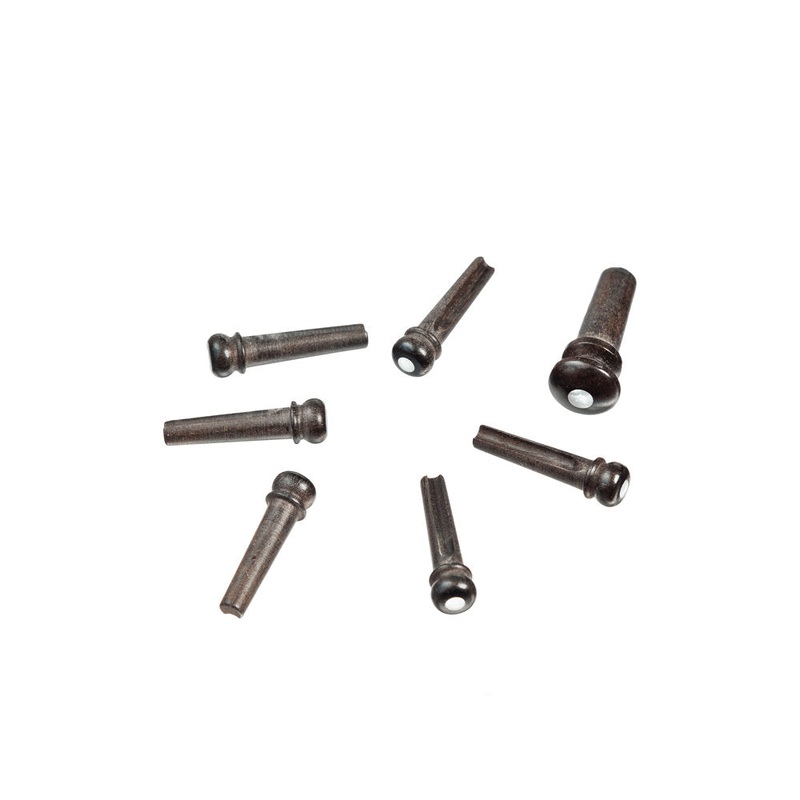 DAddario Wood Bridge Pins – Ebony w/ Pearl Inlay