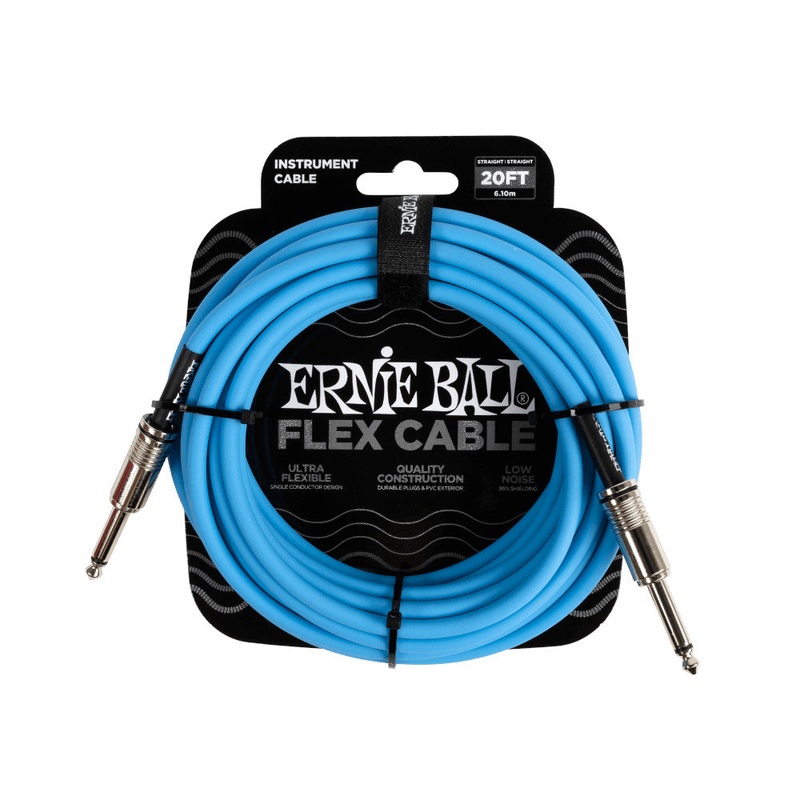 Ernie Ball Flex Instrument Cable – Straight/Straight – Blue – 20 ft.