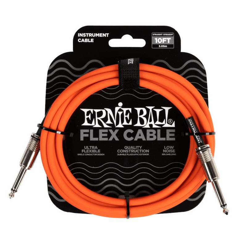 Ernie Ball Flex Instrument Cable Straight/Straight – Orange – 10 ft.