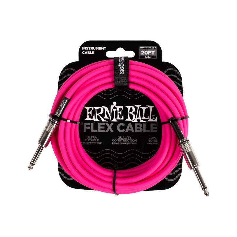 Ernie Ball Flex Instrument Cable – Straight/Straight – Pink – 20 ft.