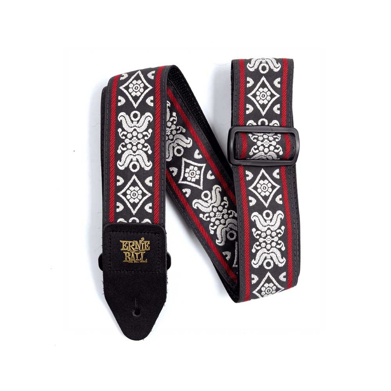 Ernie Ball P04669 Jacquard Design Polypro 2 in. Guitar Strap – Blackjack Red