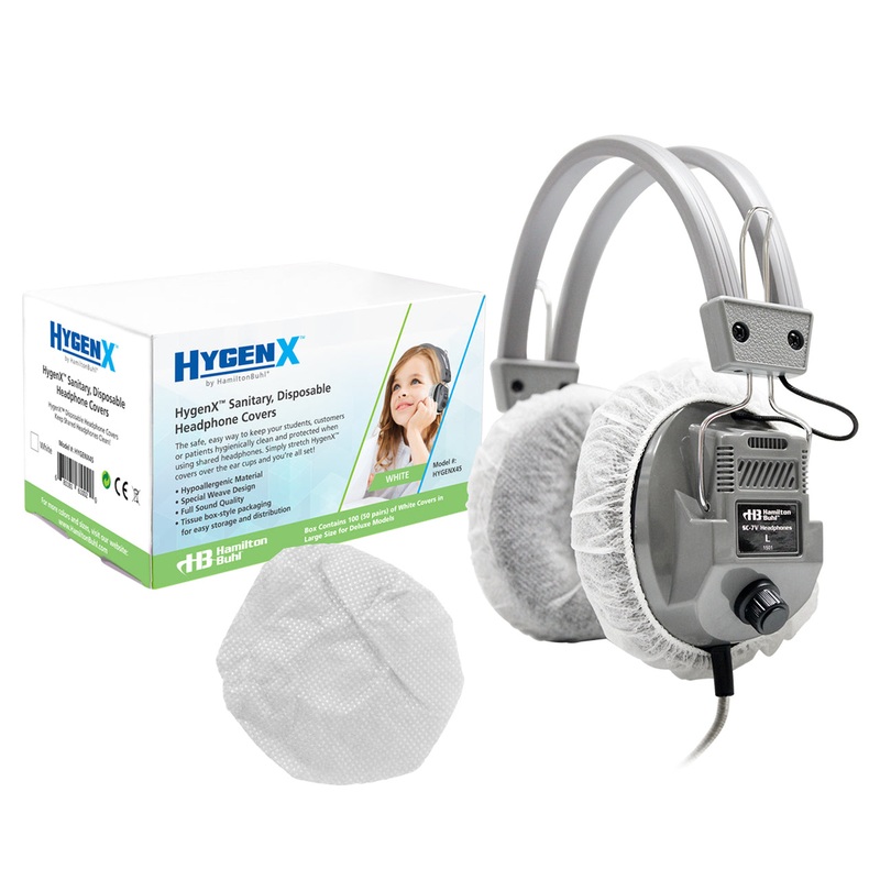HamiltonBuhl HygenX Sanitary Ear Cushion Covers for Over-Ear Headphones & Headsets, White – 50 Pair