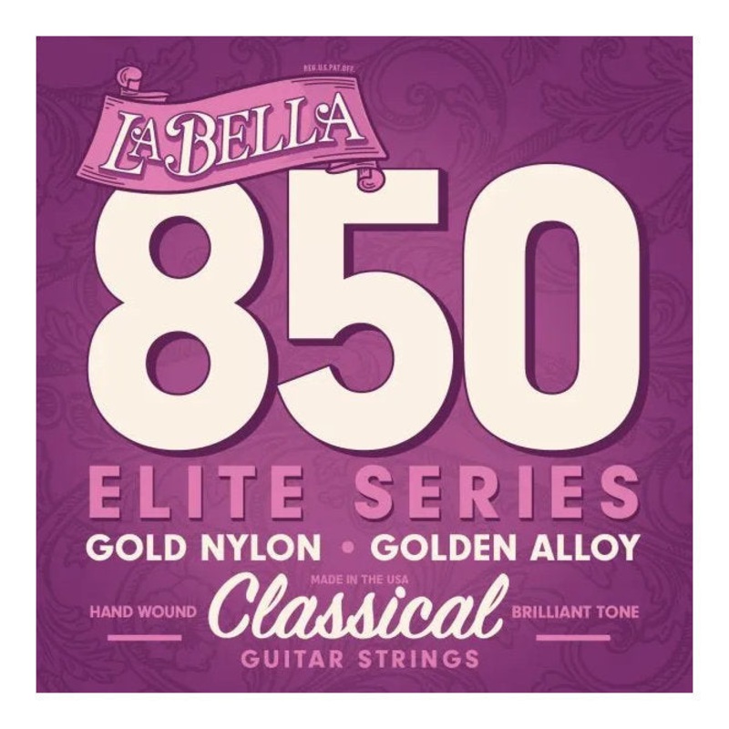 La Bella 850 Elite Nylon Guitar Strings – Gold Nylon – Golden Alloy – Medium Tension