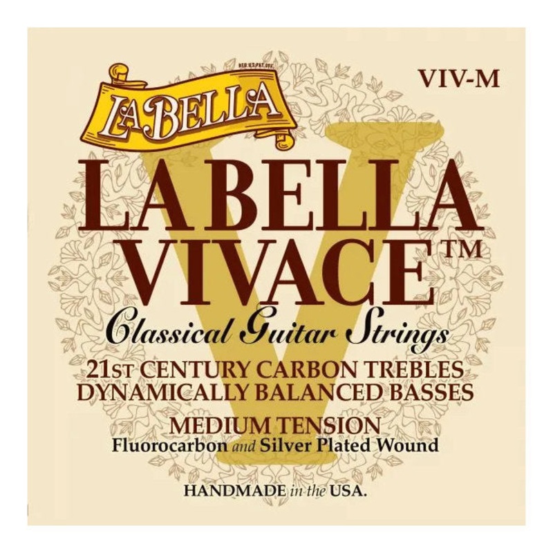 La Bella VIV-M La Bella Vivace Fluorocarbon Classical Guitar Strings  Medium Tension