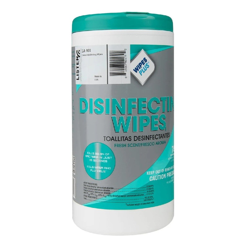 Listen Technologies Listen Disinfecting Wipes – Cylinder, 75ct
