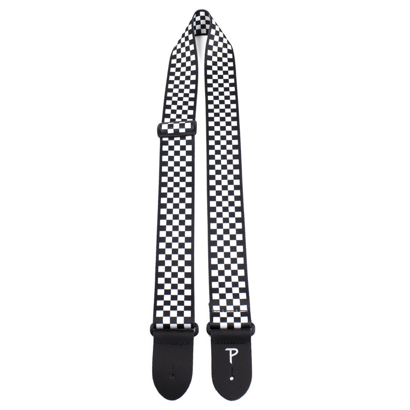 Perri’s Leathers 2 in. Polyester Guitar Strap – Black/White Checker Design