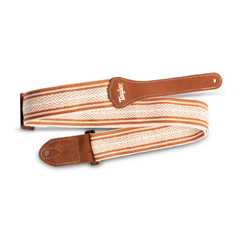 Taylor 2 in. Academy Jacquard Leather Guitar Strap – White/Brown