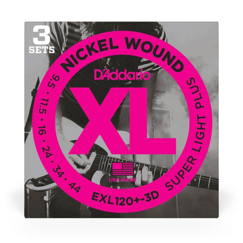 D’Addario Xl Nickel Wound Electric Guitar Strings – Super Light Plus – 3-Pack