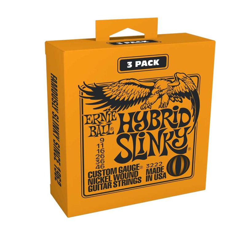 Ernie Ball 3222 Electric Guitar String Set (3 Pack) – Nickel Wound Hybrid Slinky 9-46