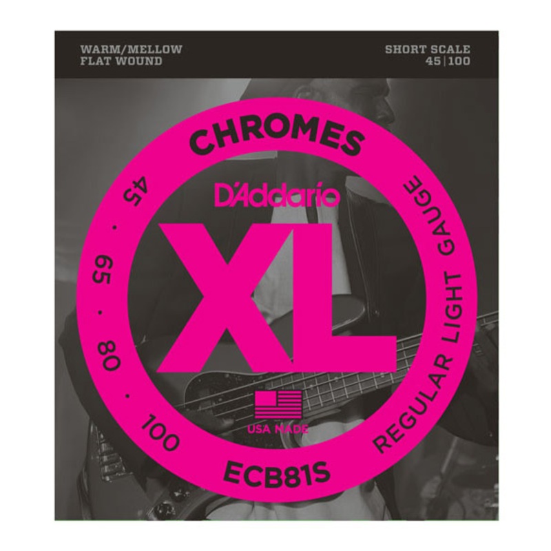 D’Addario ECB81S Short Scale Light Chromes Bass Strings 45-100 Gauge