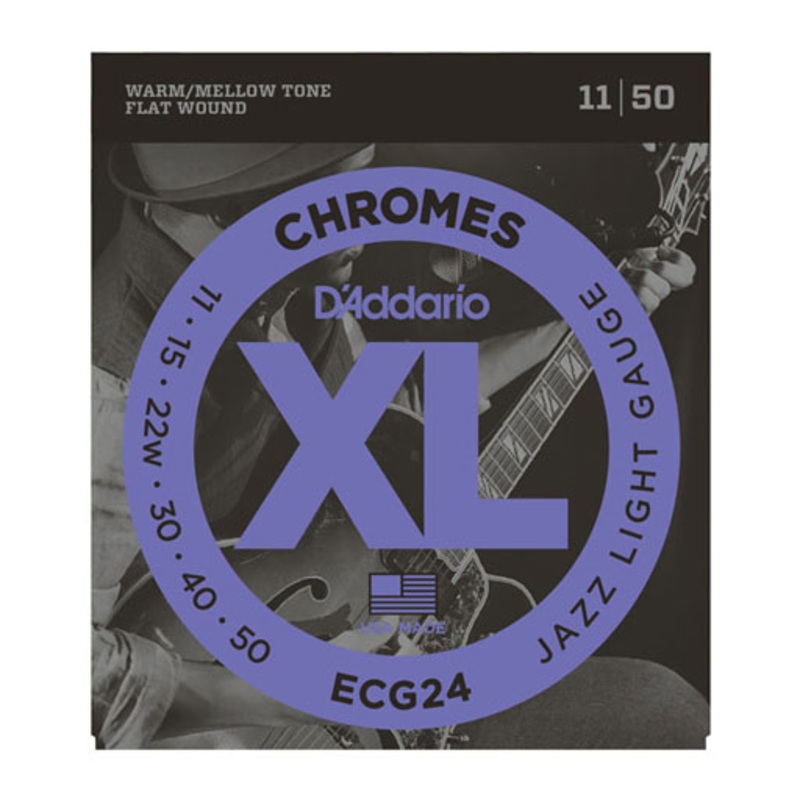 DAddario ECG24 Chromes Flat Wound Electric Guitar Strings Jazz Light 11-50