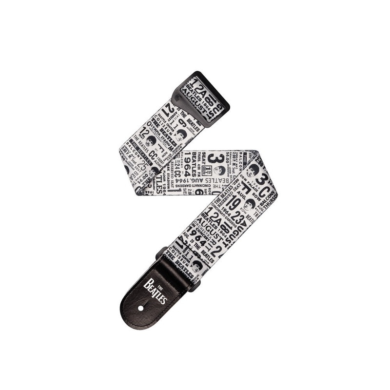 D’Addario Beatles Guitar Strap – 1964 US Tour – Ticket Stubs Black and White
