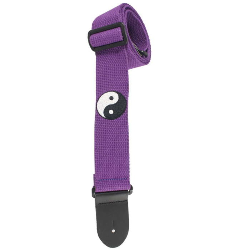 Henry Heller Cotton Guitar Strap with Embroidered Yin-Yang Design – Purple