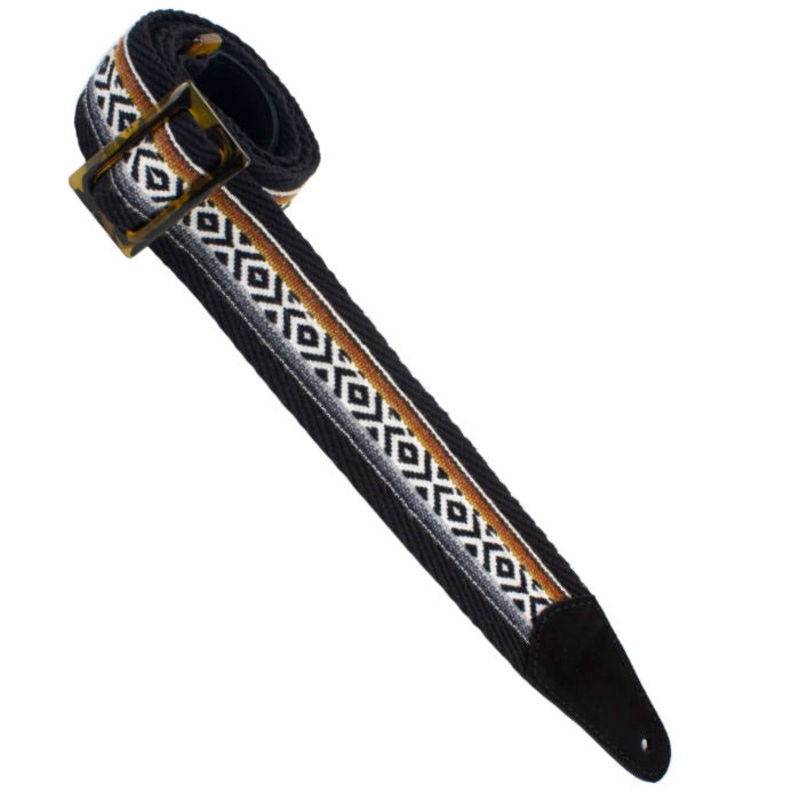 Henry Heller HPWS-06 Herringbone Woven 2 in. Guitar Strap – Black Brown and Grey
