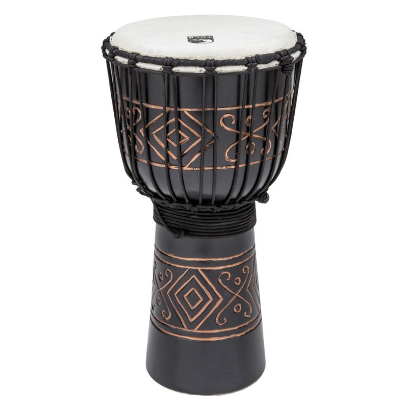 Toca Percussion TSSDJ-MBO 10 in. Medium Street Series Rope Tuned Mahogany Djembe – Black Onyx