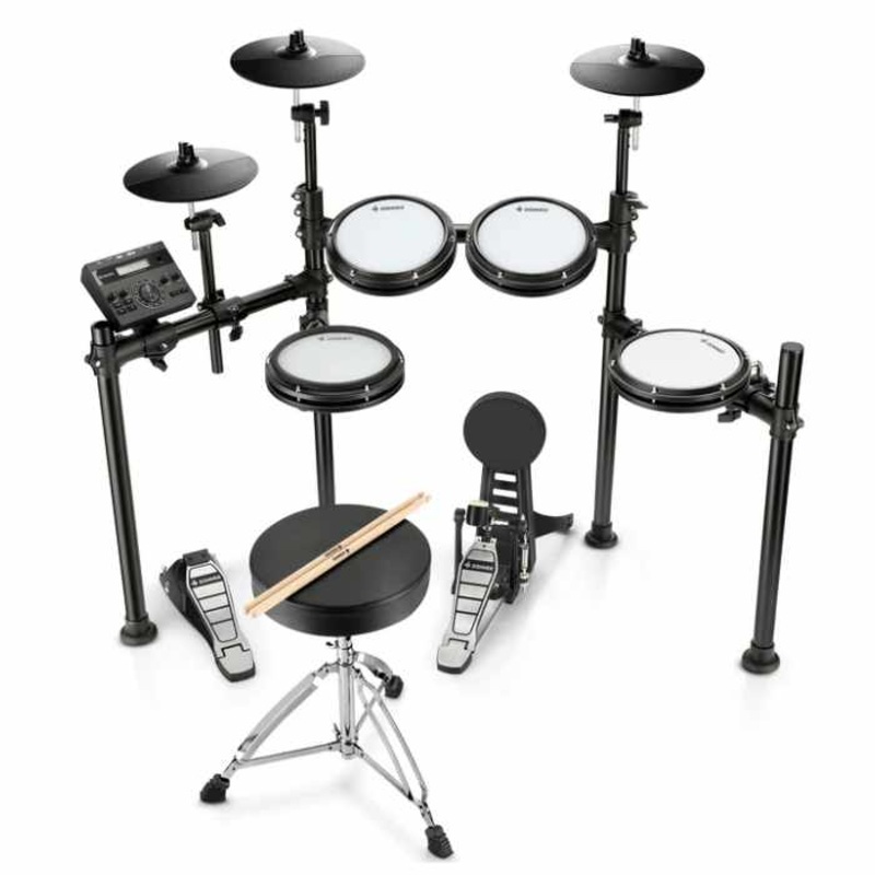 Donner DED-200 Electronic Drum Set w/ Headphones/Drum Throne – 5-Drum & 3-Cymbal Set