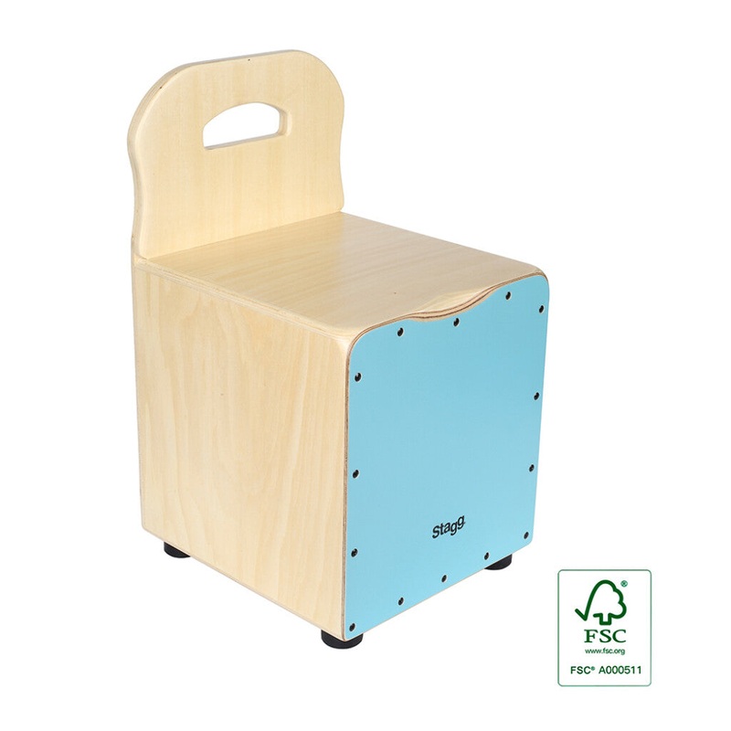 Stagg Basswood Kid’s Cajn w/ EasyGo Backrest – Blue Front Board