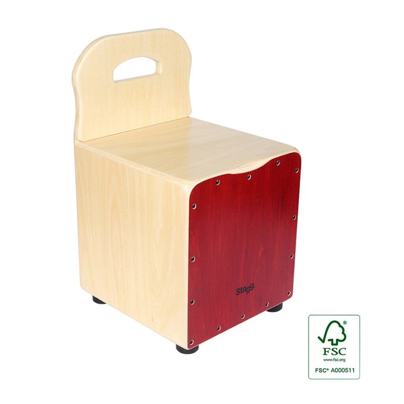 Stagg Basswood Kid’s Cajn w/ EasyGo Backrest – Red Front Board