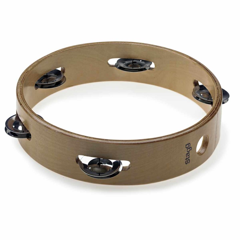 Stagg Headless Wooden Tambourine – 8in – 1 Row of Jingles