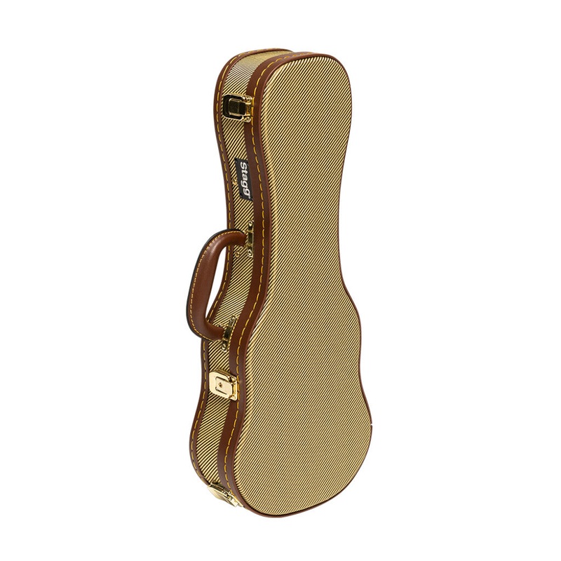 Stagg Vintage-Style Series Deluxe Hardshell Case for Soprano Ukulele – Gold Tweed