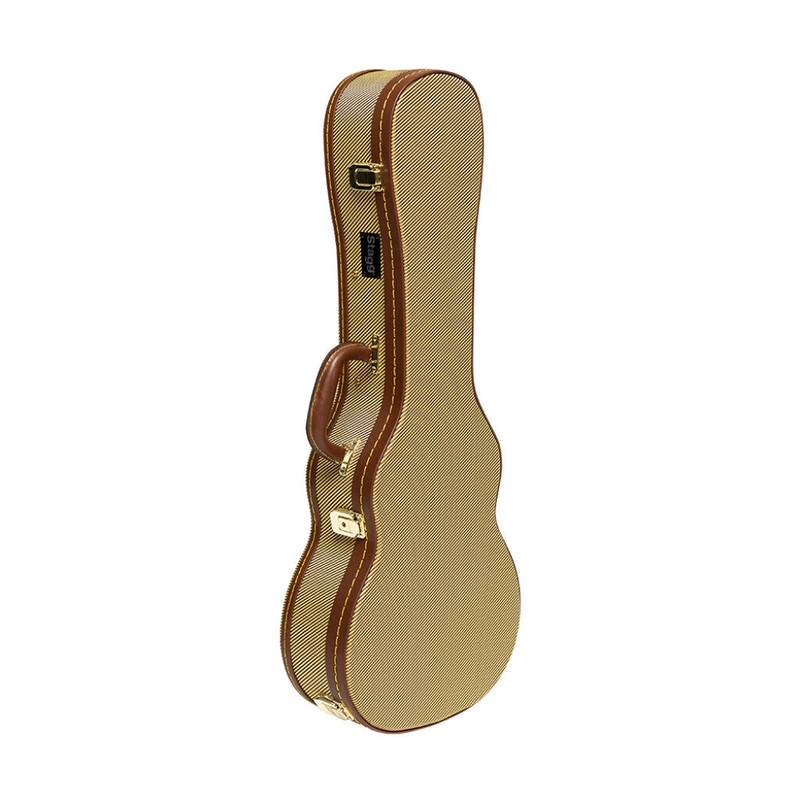 Stagg Vintage-Style Series Deluxe Hardshell Case for Tenor Ukulele – Gold Tweed
