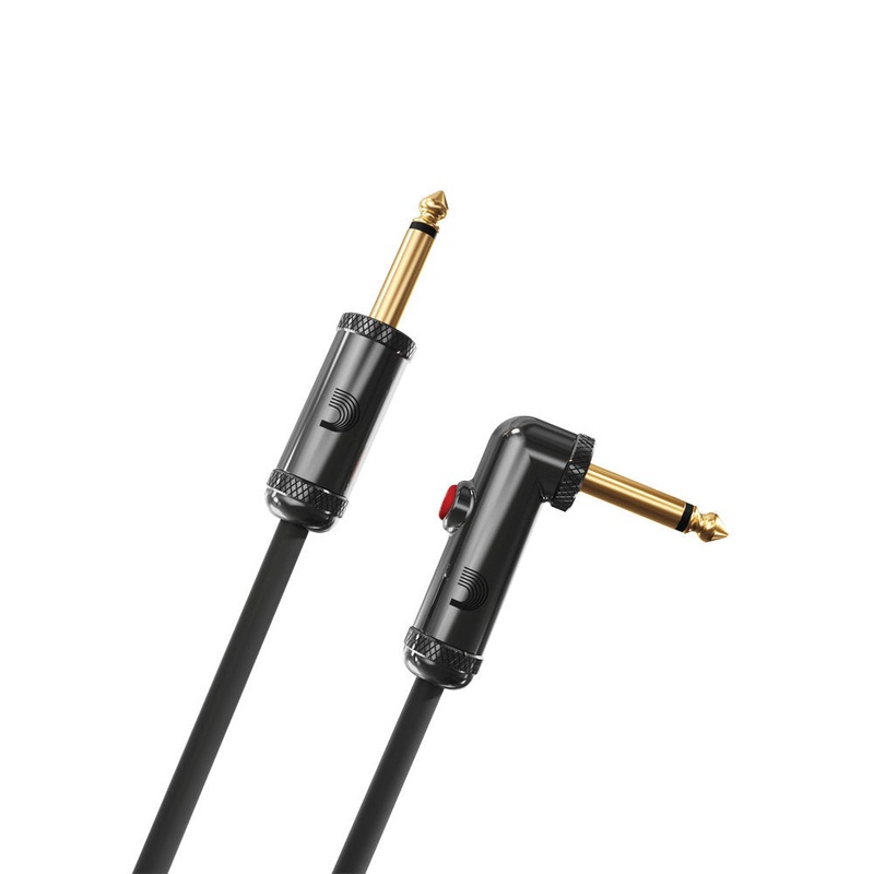 D’Addario Circuit Breaker Instrument Cable – Latching Cut-Off Switch – Right-Angle Plug – 20ft