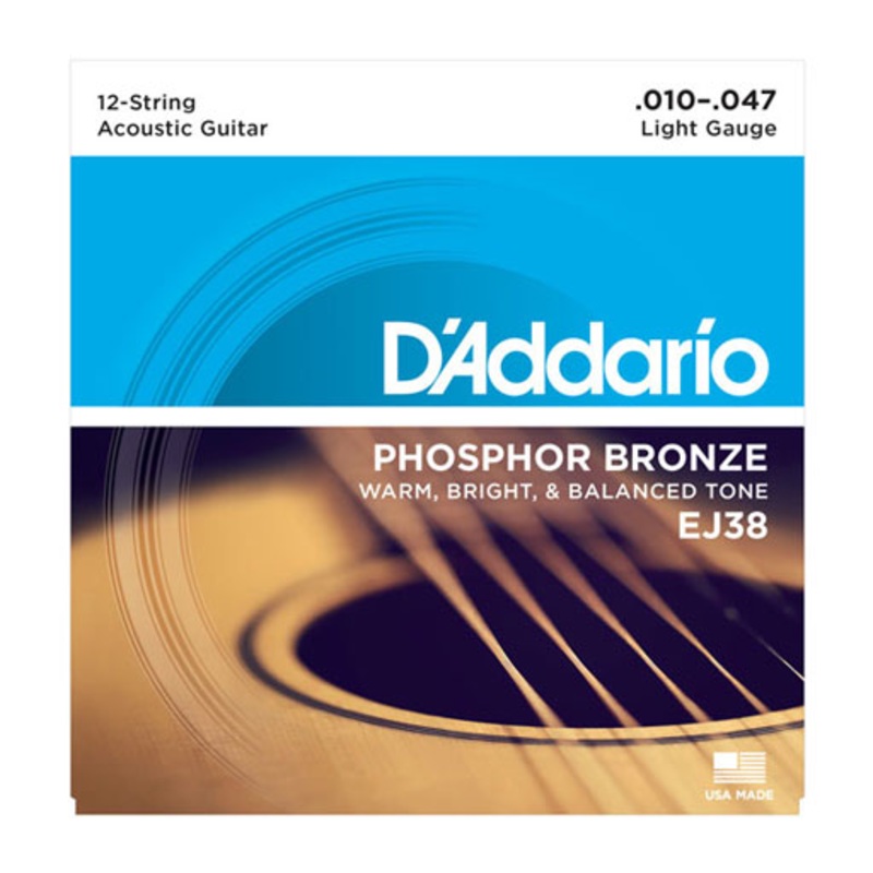 D’Addario EJ38 12-String Acoutic Guitar Phosphor Bronze Strings Light 10-47