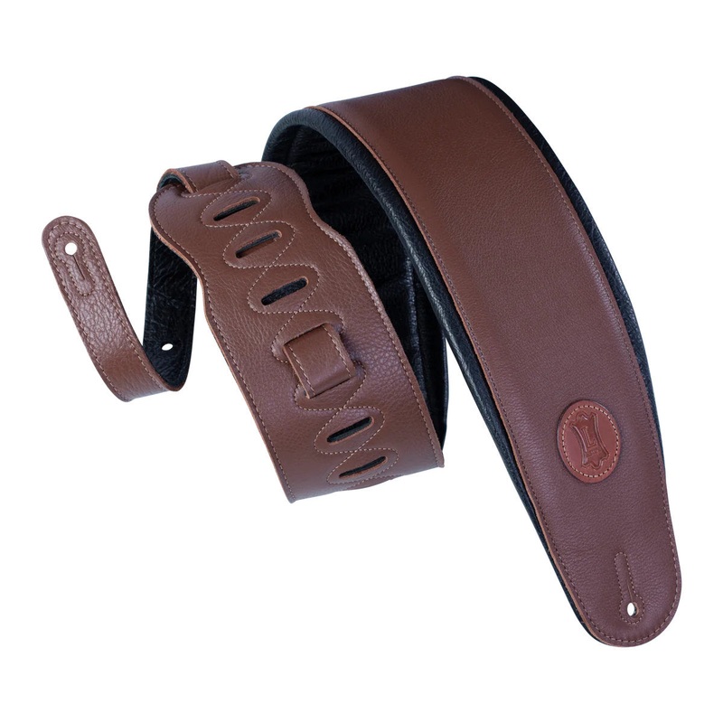 Levy’s Signature Legacy Series Garment Leather Bass Guitar Strap – 4.5in Wide – Standard Length – Brown