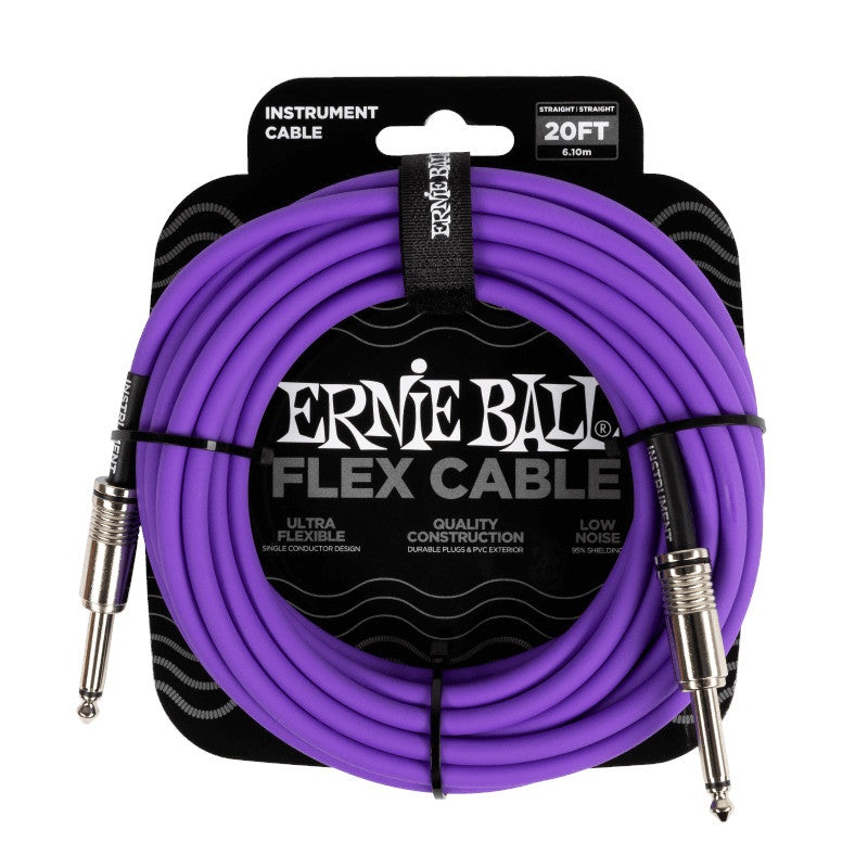 Ernie Ball Flex Instrument Cable – Straight/Straight – Purple – 20 ft.