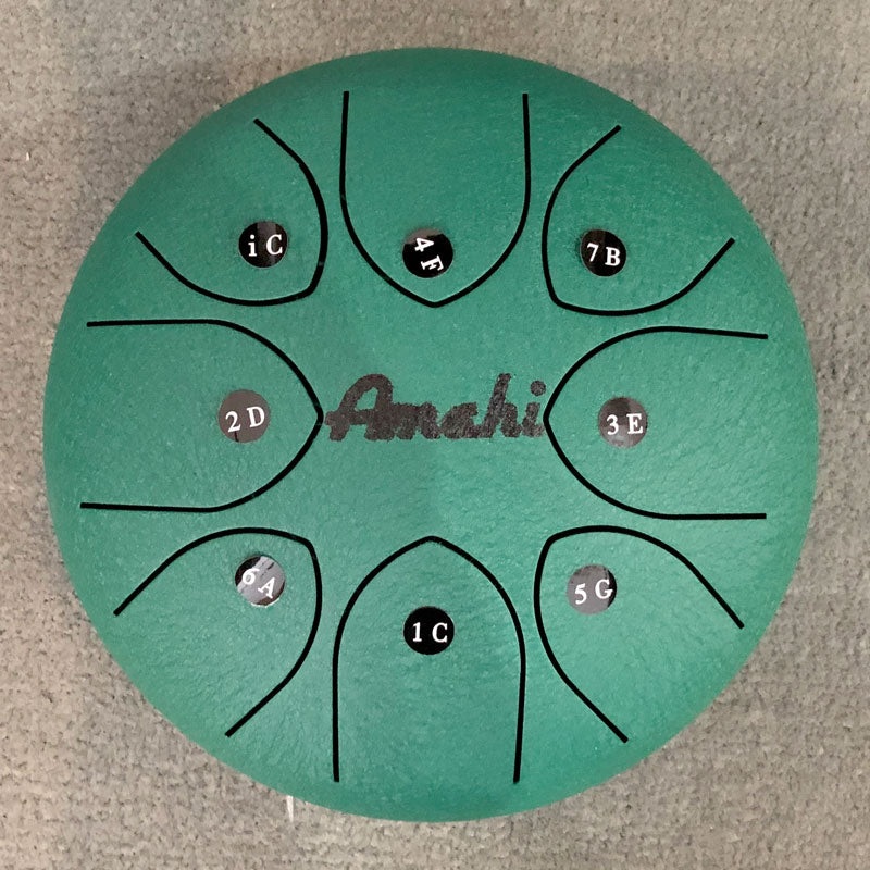 8 inch Steel Tongue Drum-Green 8 Note-C Major