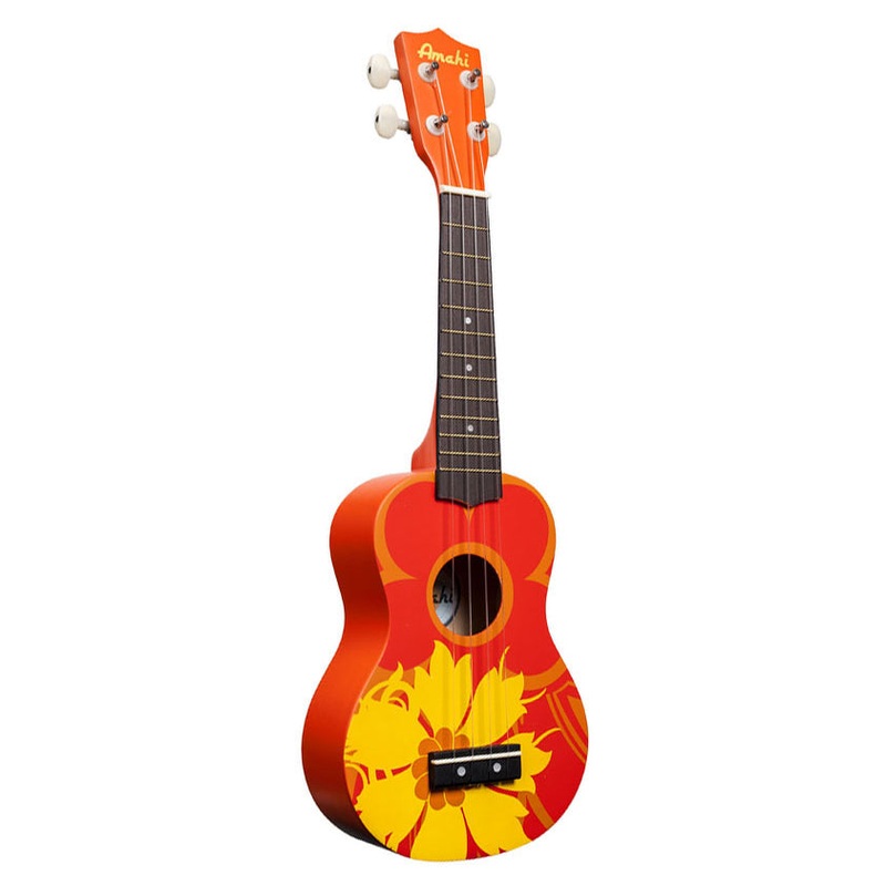 Amahi DDUK5 Soprano Ukulele with Orange Flower Design