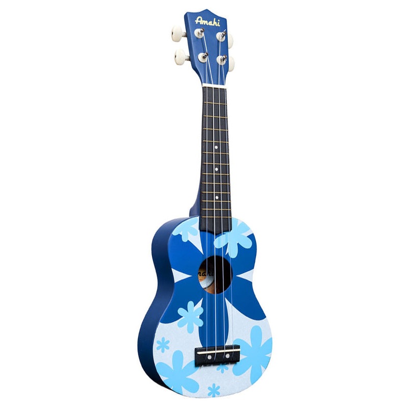 Amahi DDUK8 Soprano Ukulele with Blue Flower Design
