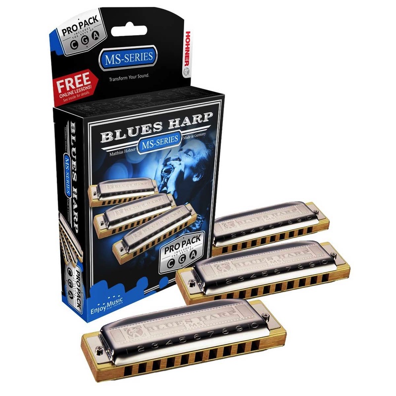 Hohner 3P532BX Blues Harp Harmonica, Pro Pack, Keys of C, G, and A Major