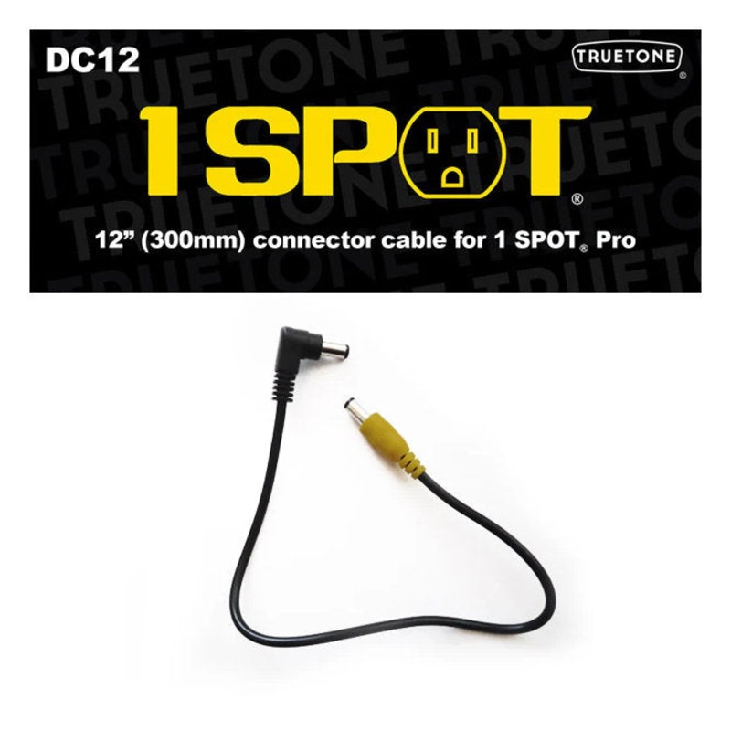 Truetone DC12 1 Spot Power Cable – Straight Male (Yellow Plug) to Right-Angle Male Plug – 12in