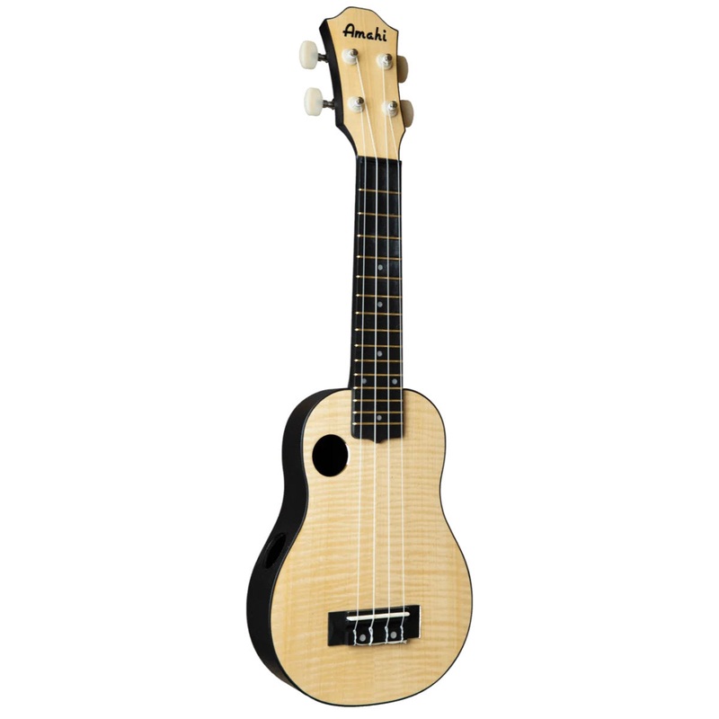 Amahi HCLF550 Flamed Maple Top Soprano Ukulele w/ Gig Bag