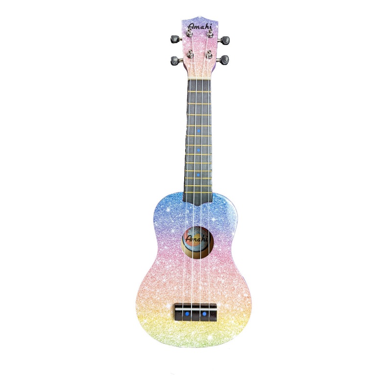 Amahi Rainbow Glitter Soprano Ukulele w/ Gig Bag