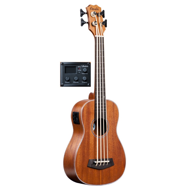 Amahi UK222B-EQ  Ukulele Bass, Solid Mahogany Top